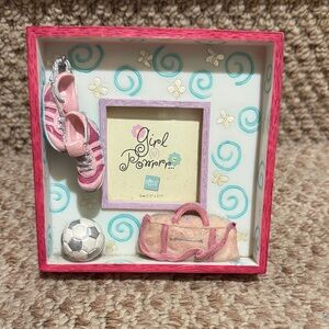Pink and White Girl Soccer Frame